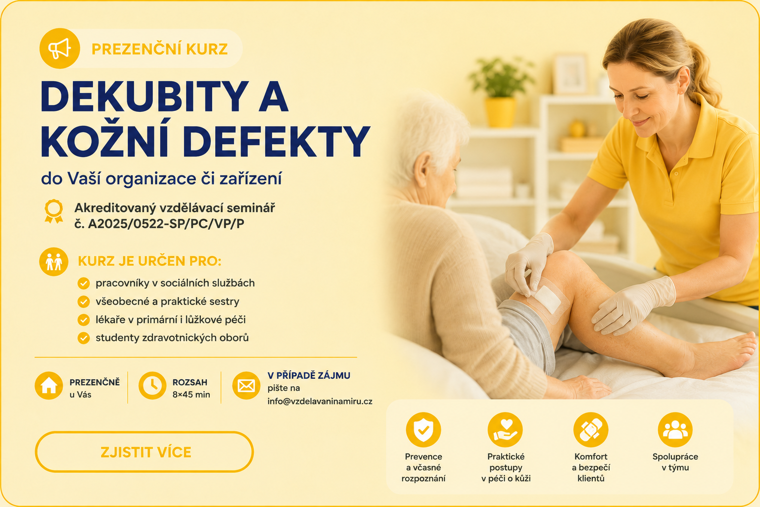 Dekubity a kožní defekty - prezenční kurz pro sociální a zdravotní služby