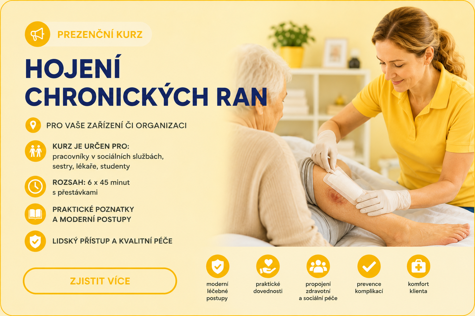 Hojení chronických ran - prezenční kurz pro sociální služby
