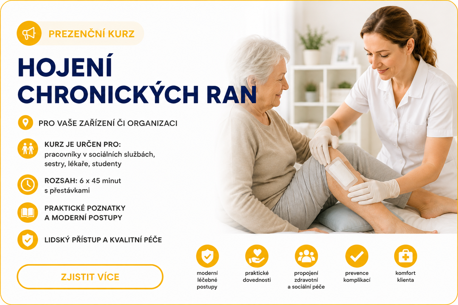 Hojení chronických ran - prezenční kurz pro sociální služby